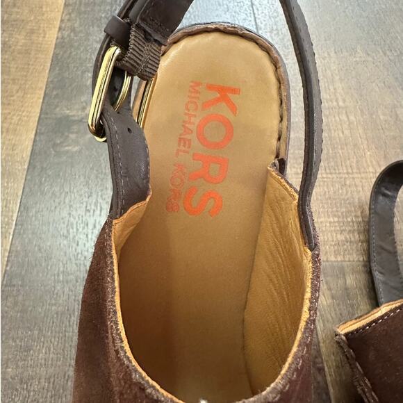 Michael Kors Brown Suede Platform Slingback Clogs Women’s Size 8 - Picture 8 of 12